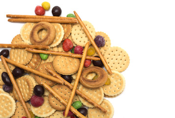 Tea time - cookies with colored sweets for tea. Dessert. Photo.