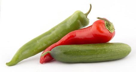 fresh vegetables, green and red pepper, cucumber. isolated