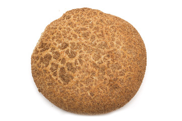 Round brown bread. Photo.