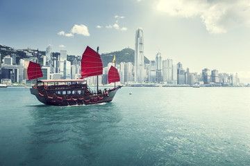 Naklejka premium Port w Hongkongu
