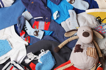babies clothing and toys background