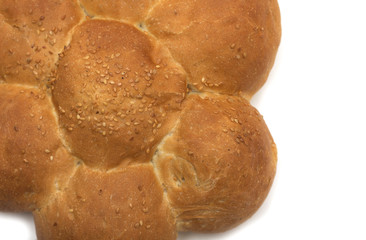 Round bread as a flower. Photo.