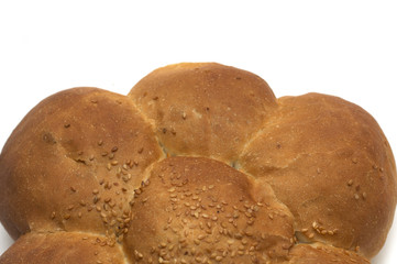 Round bread as a flower. Photo.