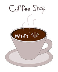 Wifi symbol in coffee cup