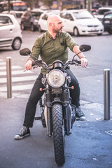 Fototapeta na wymiar handsome middle aged man motorcyclist