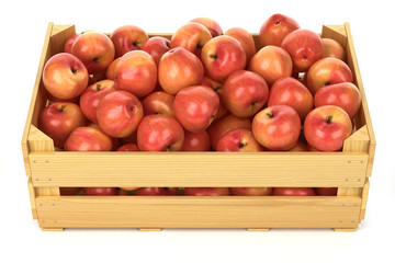 Red apples in the wooden crate
