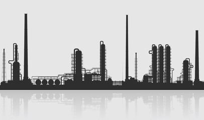 Oil refinery or chemical plant silhouette.