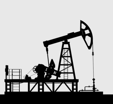 Oil pump silhouette over grey background.