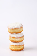 doughnut tower on white background