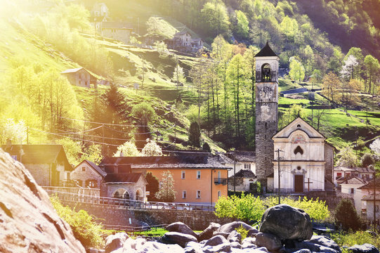 Lavertezzo village in Verzasca valley, Swtzerland