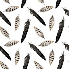 Seamless pattern with feather and arrows in vector