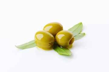 Pitted green olives