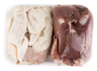 pork offal. isolated on white background with clipping path