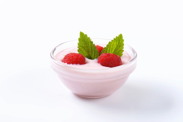 Bowl of raspberry yogurt