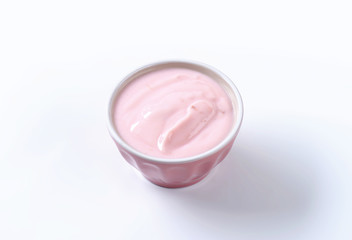Bowl of raspberry yogurt