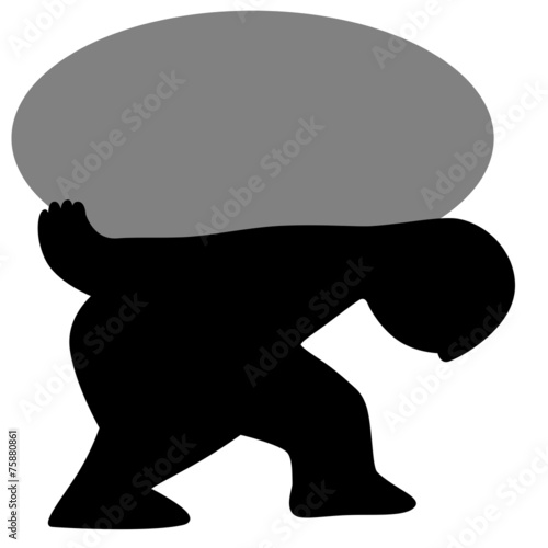 荷物を背負った人のイラスト 左向き 右向き Anguish Wall Mural Angui Playwalker
