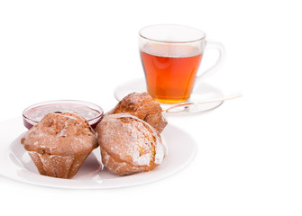 Cup of tea with muffins