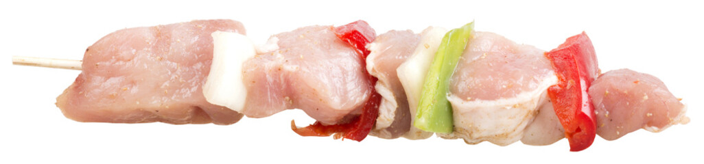 meat spits with vegitables isolated