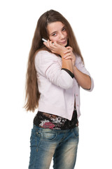 Pretty teen girl with a cell phone