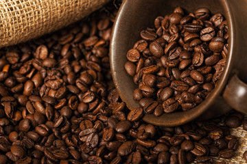 Coffee beans in a cup