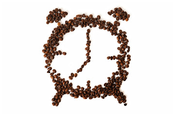 Coffee beans conventionalized to clock