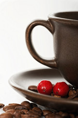 Coffee berries on a plate