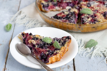Berry pie with frozen strawberries, blueberries
