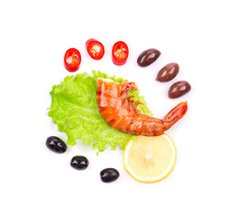 Shrimp with olives