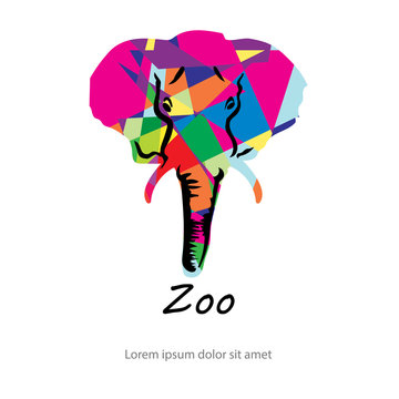 Colorful abstract silhouette of elephant