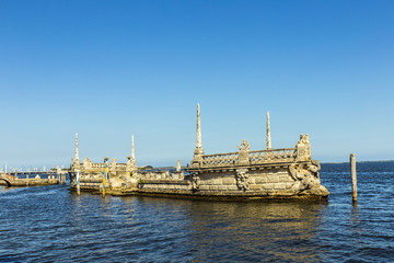 Stone breakwater barge at the Vizcaya Museum and Gardens on Bisc
