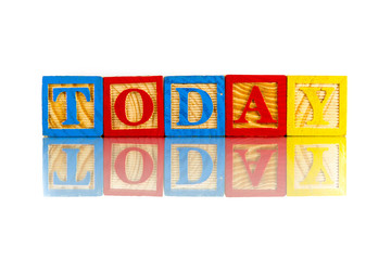 word today on colorful cubes