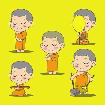 buddhist monk cartoon
