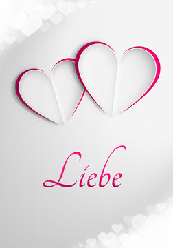 Miłosna kartka walentynkowa z napisem 'Liebe'