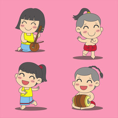 thai kids dance and play thai musical  instrument