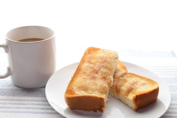 シュガートーストとカフェオレ