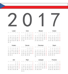 Simple Czech 2017 year vector calendar