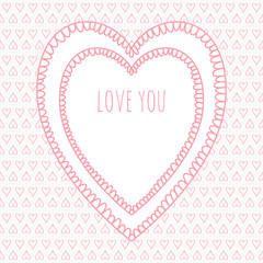 Romantic Heart Valentine card, seamless pattern.