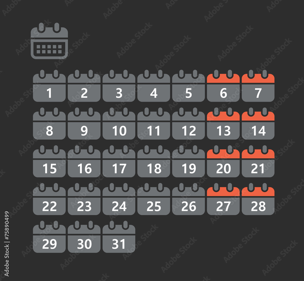 Poster different styles of calendar web icons collection