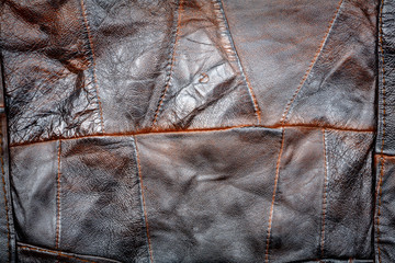 Leather patchwork fabric background