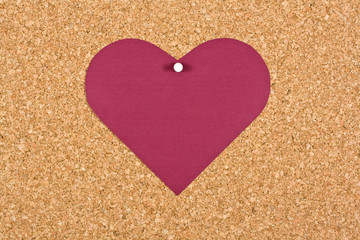 Heart on corkboard