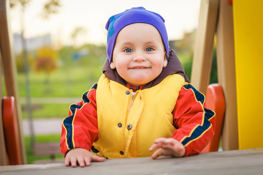 Baby playing at the playground