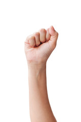 Woman hand isolated on white background