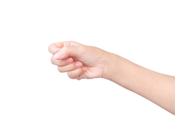 Woman hand isolated on white background