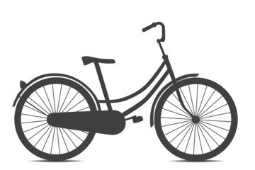 Retro style black bicycle isolated on white background