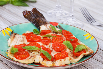 Trout, Tomatoes and Basil
