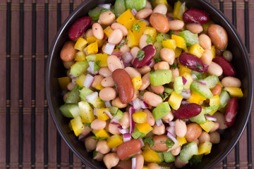 mixed beans and vegetables fresh salad bowl