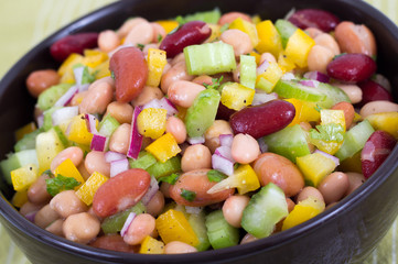 mixed beans and vegetables fresh salad bowl
