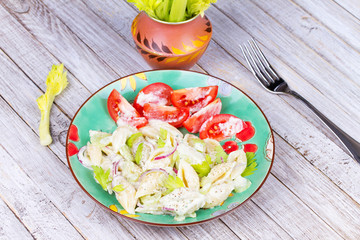 Creamy Pasta Salad with Celery and Red Onion