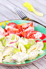 Creamy Pasta Salad with Celery and Red Onion