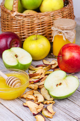 Apple Chips, Fresh Apples, Honey, Milk, Oat Flakes and Walnuts